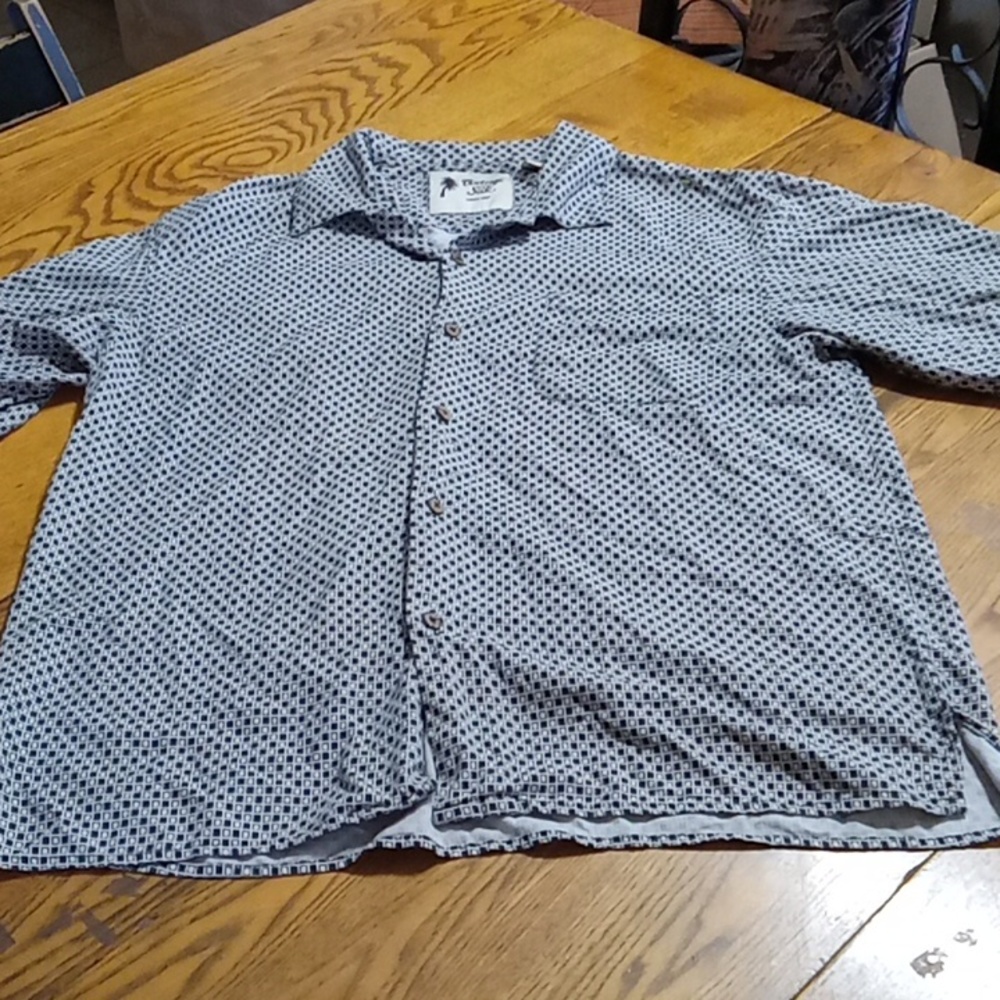 CIRCA MENS SILK Shirt XL EXTRA LARGE Black white Casual Work PREOWNED